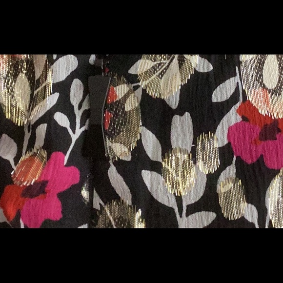 Kate Spade Black Floral Dress Silk Metallic Sz 4 - Picture 12 of 12